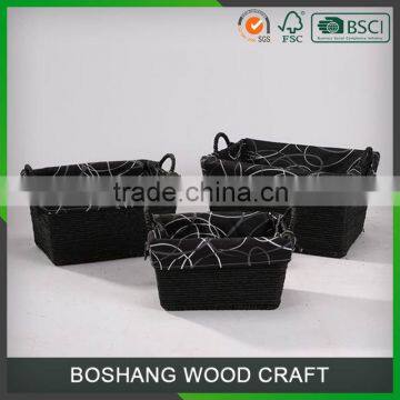 Custom Cottom Fabric Lining Antique Laundry Basket photo-3