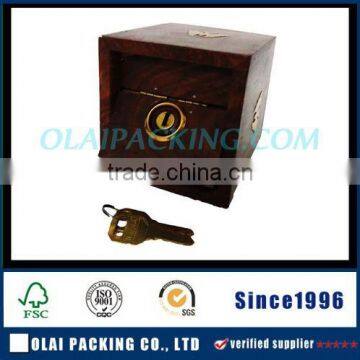 2015 antique designer wooden money box with lock