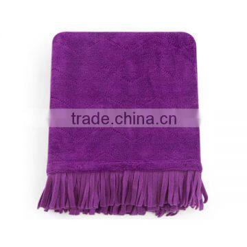 cheap thick soft heavy fleece blanket with fringe