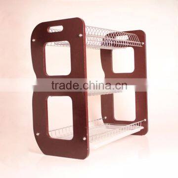 Living Room Furniture 3 Tiers Wooden Dish Rack With Utensil Holder and Cup Holder Quality Choice photo-6