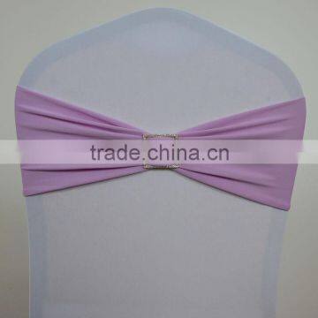 Purple spandex chair sash/spandex band with square metal diamond buckle for sales