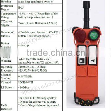 Remote Control 100m Distance, Overhead Crane Dual Speed Universal Use Radio Remote Control