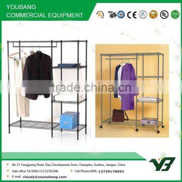 2015 hot sell NSF 2 layer chrome living room wire clothing shelf rack (YB-WS041)