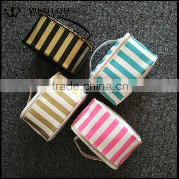 Women Cosmetic Organizer Travel Stripe Toiletry Case