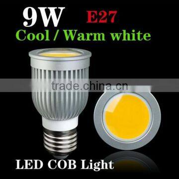 Energy saving 9W E27 COB LED Ceiling light/down light Cool/Warm White 550-650LM COB Spotlight LED bulbs