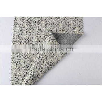 Grey and white interlock yarn dyed coarse knit polyester cotton jacquard fabric