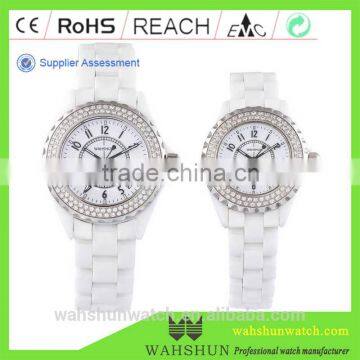 2016 Fashion Replacement Sapphire Withe Ceramic Lovers Watch With Crystal photo-2