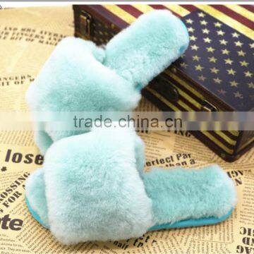 New Soft Rex Rabbit Fur Indoor Ladies Bedroom Slipper