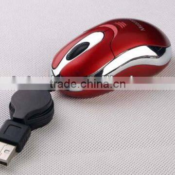 3D retractable mini wired optical mouse