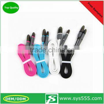 2016 Most Popular 1 Meters Long 2 in 1 Flat Usb Cable