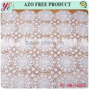 White new circular pattern mesh embroidery lace fabric with holes for dress