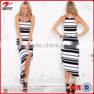 Classic Stripe Party Wear Evening Dress Formal Style Latest Formal Dress Patterns With Asymmetrical Hemline