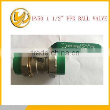 11 /2"DN50 ,most popular in yiwu market full flow double PPR connection flat lever ball valve