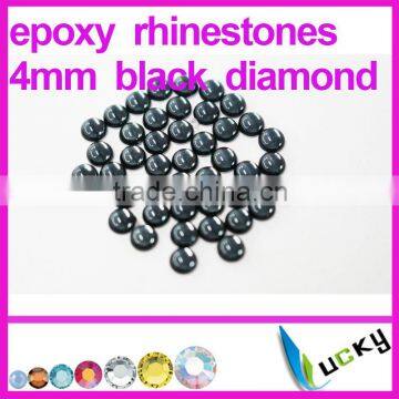 2014 spring new! Hot sale 4mm Half round Hot Fix Pearl epoxy Rhinestones latest color Black Diamond for Clothing set