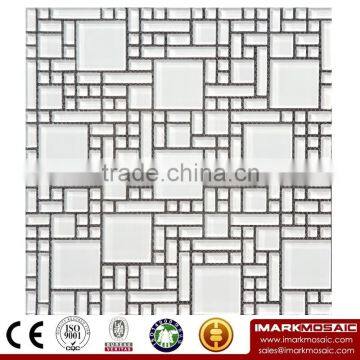 IMARK Super White Color Glass Mosaic by Crystal Glass Mosaic Tile(IVG8-022) for Bathroom Wall Splash
