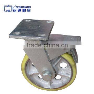 6, 8inches PU industrial heavy duty swivel brake caster wheel,