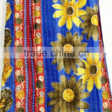 Ethnic Indian traditional Vintage sari patchwork cotton multi color kantha quilts