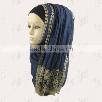 Fashion Graceful Wholesale New Style Lace Charming Shawl Wrap Viscose Shimmer Hijab Glitter Scarf photo-3