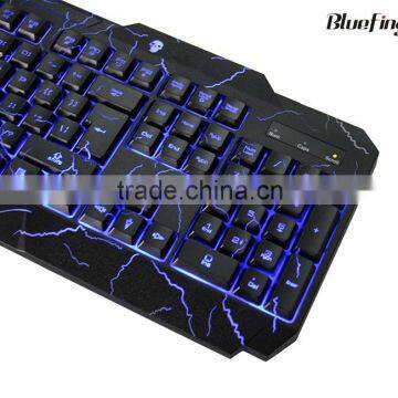 USB Wired Blue LED Backlit Computer Keyboard With Cool Crack Parttern photo-4