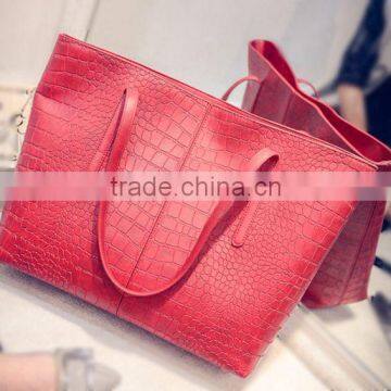 high-grade crocodile embossed accented PU tote bag