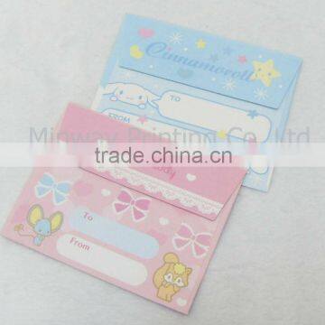 Hot sale high quality customized paper envelope/ invitation card/Thanks card