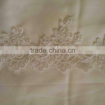 Thin Bead Ivory Cord Lace Trim With Border
