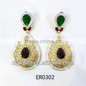 Morcco style hoop diamond earrings wholesale for girl drop gold earrings