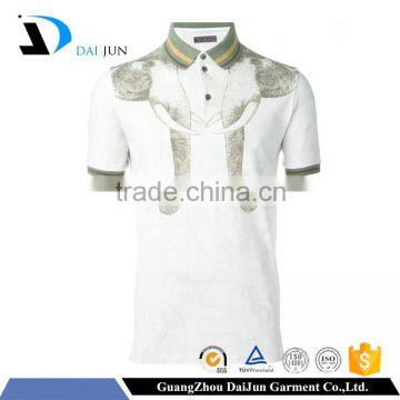 Daijun oem new design fashion men breathable white animal printing egyptian cotton polo shirts