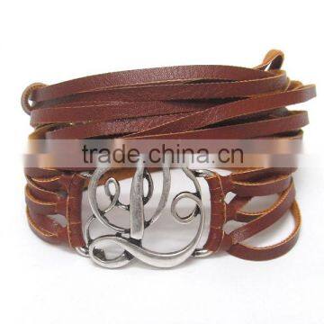 Initial l leather wrap around bracelet