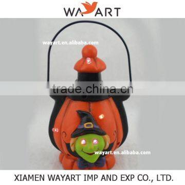 2015 wholesale high quality Resin Pumpkin candle lantern with stand Table Halloween Decoration