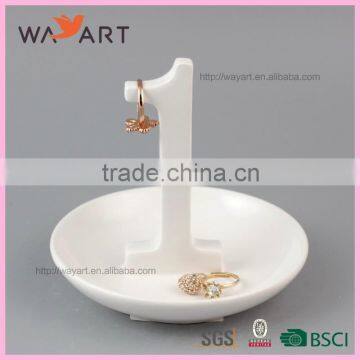 White Number Ceramic Jewelry Display Set For Home Decor