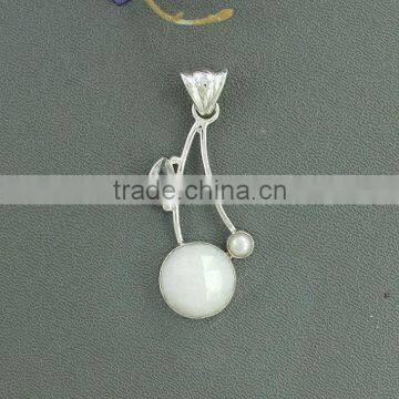 falak gems Natural White Quartz, Pearl & Crystal Gemstone Pendant, Bezel Handmade Pendant