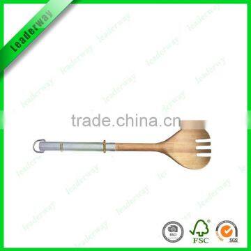 Bamboo spoon& fork with metal bandle