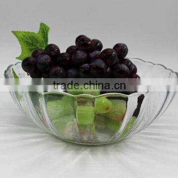 Factory price Five sizes wave edge vertical stripes glass bowl