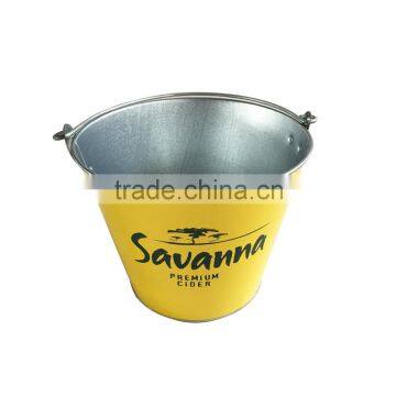 Custom Full Color Logo 5L Metal Beer Bucket, Galvanized Metal Ice Bucket