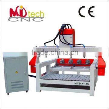 MITECH1313 3D multi heads rotary cnc router with water-cooling spindle