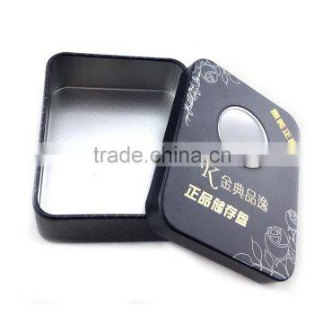 empty cheap small black tin container