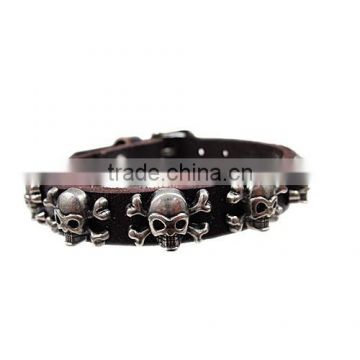 Woman & Man's leather Skull Bracelet Buckle Adjust