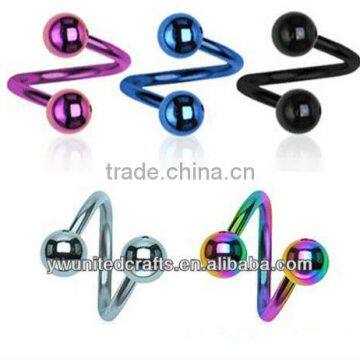TITANIUM TWIST BELLY NAVEL RING ANODIZED SPIRAL