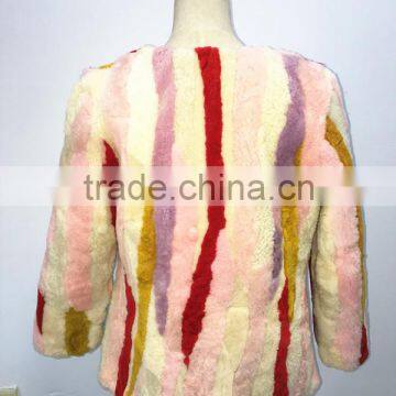 Cheap Price Korea Style Women Short Mixed Color Sheep Fur Coat photo-5