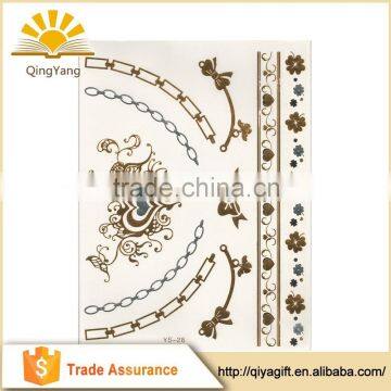 Fashionable custom metallic temporary design free temporary tattoo