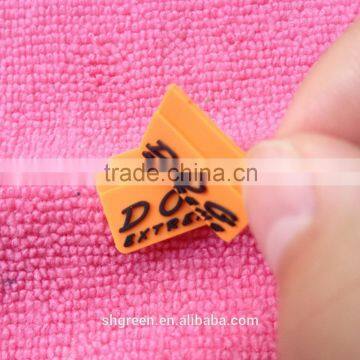 Orange Color PVC Rubber Side Label,sewing on Rubber Flag Tag for Jacket