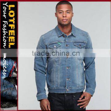 Man vintage stone wash denim jacket coat used jackets coats (LOTJ317)