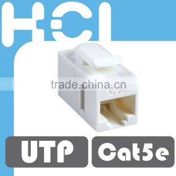 RJ45 Cat5e 180 Degree Unshielded UTP Straight Keystone Coupler