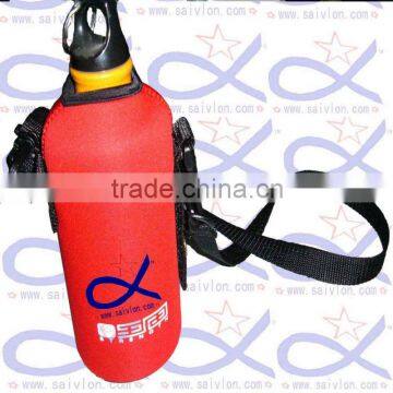 Custom logo neoprene water bottle holder with strap