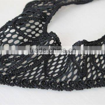 New Arrival White and Black Flower Pattern Embroidery Collar Lace Applique for Lady Garment photo-4