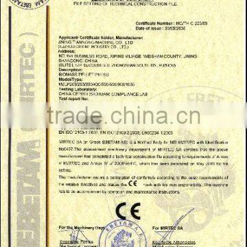 Certificate of Conformity for Biomass Pellet Press