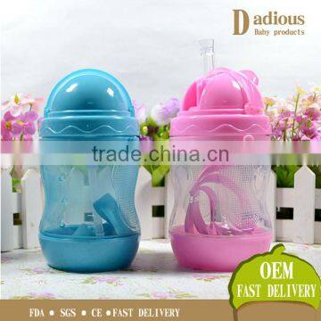 Fashion plastic material hot selling baby training drinking cup bottle