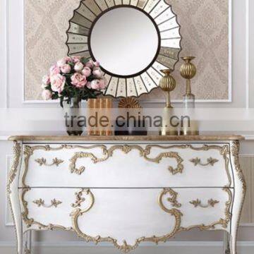 Hand Painted Classic Chest Of Drawers, Antique Living Room Cabinet With Veneer Top, Exquisite Wood Carved Curio Sideboard photo-2