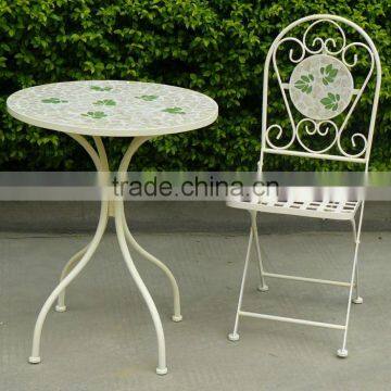 Elegant Outdoor Decorative Mosaic Ceramic Leaf Design Table and Chair Set